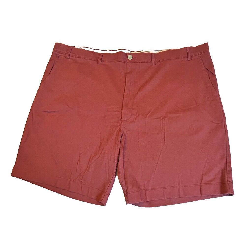 Roundtree & Yorke Casuals Chino Flat‎ Shorts Size 50 Big 9"Inseam Berry-376